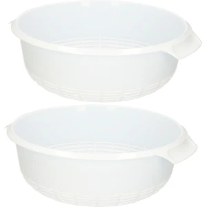2x stuks groot Kunststof vergiet wit - 30 x 27 x 10 cm - Plastic vergieten keuken accessoires