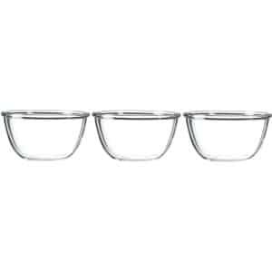 3x Salade schalen/slakommen van glas 24 cm - Schalen en kommen - Keuken accessoires