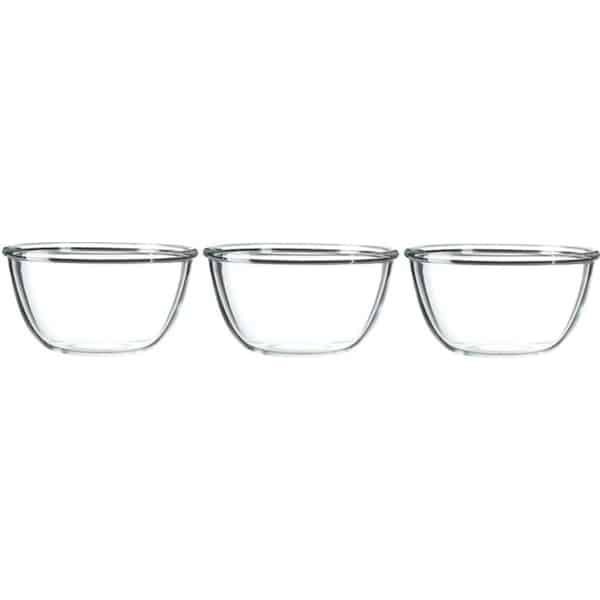 3x Salade schalen/slakommen van glas 24 cm - Schalen en kommen - Keuken accessoires