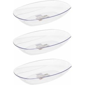 3x Tranparant kunststof serveerschalen/saladeschalen 22 x 34 cm - Schalen en kommen - Keuken accessoires