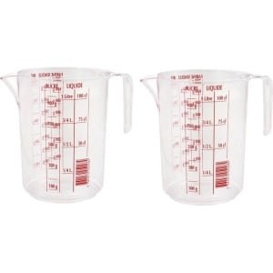 3x stuks maatbekers 1 liter transparant kunststof - Keuken accessoires en benodigdheden