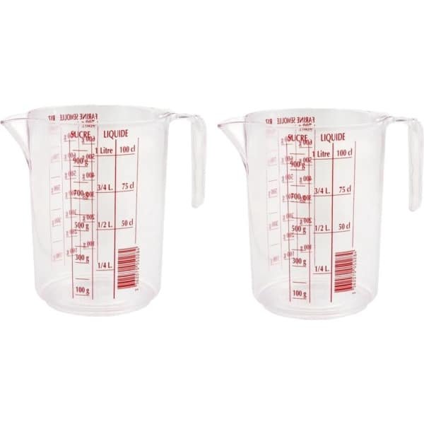 3x stuks maatbekers 1 liter transparant kunststof - Keuken accessoires en benodigdheden