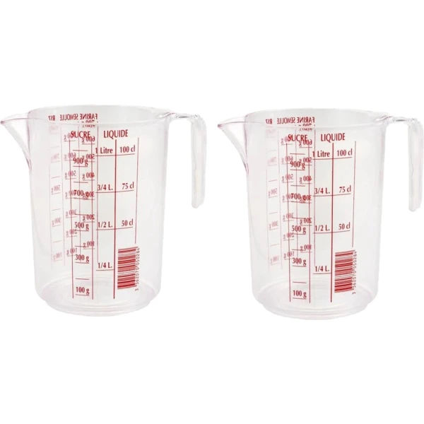 3x stuks maatbekers 1 liter transparant kunststof - Keuken accessoires en benodigdheden