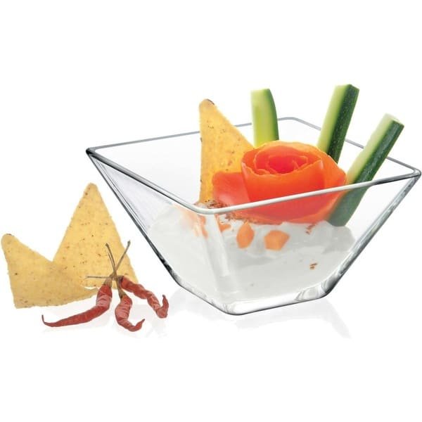 6x Amuse/serveerschaaltjes vierkant van glas 8 x 8 cm 100 ml - Schalen en kommen - Keuken accessoires