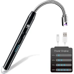 Aansteker kaarsen - Zinaps Arc Aansteker, USB oplaadbare elektrische aansteker, winddichte vlamloze kaarsaansteker, stokaansteker voor kaarsen, grill, keuken, gaskachels (zwart) (WK 02149)