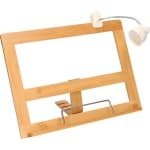 Bamboe houten kookboekhouder 32 cm met LED leeslampje wit - Handige keuken accessoires