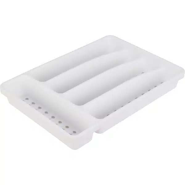 Bestekbak - kunststof - 5-vaks - wit - 33 x 23 x 4 cm - Keuken accessoires