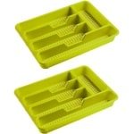 Bestekbak/bestekhouders 5-vaks lime groen - 34 x 25 x 4 cm - Keuken opberg accessoires