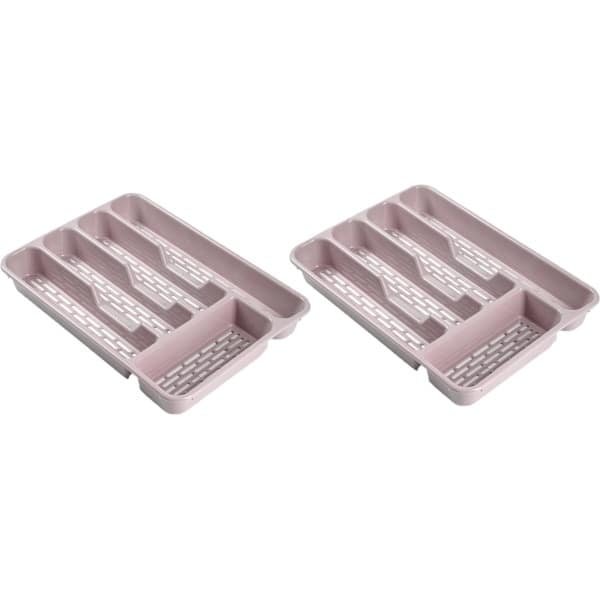 Bestekbak/bestekhouders 5-vaks roze - 33 x 24 x 4 cm - Keuken opberg accessoires