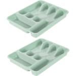 Bestekbak/bestekhouders 5-vaks turquoise - 34 x 26 x 5 cm - Keuken opberg accessoires