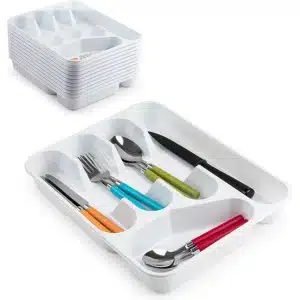 Bestekbak/bestekhouders 5-vaks wit - 27 x 33,5 x 4,5 cm - Keuken opberg accessoires