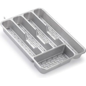 Bestekbak/bestekhouders 5-vaks zilver - 27 x 33 x 4,5 cm - Keuken opberg accessoires