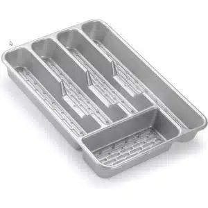 Bestekbak/bestekhouders 5-vaks zilver - 27 x 33 x 4,5 cm - Keuken opberg accessoires