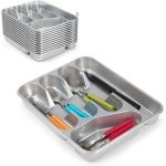 Bestekbak/bestekhouders 5-vaks zilver - 27 x 33,5 x 4,5 cm - Keuken opberg accessoires