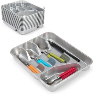 Bestekbak/bestekhouders 5-vaks zilver - 27 x 33,5 x 4,5 cm - Keuken opberg accessoires