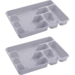 Bestekbak/bestekhouders 6-vaks licht grijs - 40 x 30 x 5 cm - Keuken opberg accessoires