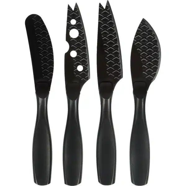 Boska Kaasmessenset Mini Monaco+ - Set van vier stuks - Kaasmessenset - Kaasmesjes - Kaasmessen set - Kaasbestek - Kaasmessen zwart - Tapas mesjes - Cadeautips - Giftset - Cadeauset - Keukengerei - Keuken accessoires - 10 jaar garantie