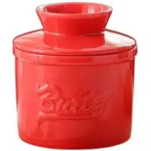 Boterbel Rood - Botervloot - Watergekoelde Botervloot Met Waterlijn - Keramische Boterbel Voor Smeerbare Boter - Kerstcadeau Voor De Keuken - Keuken Accessoires - Keuken Tools