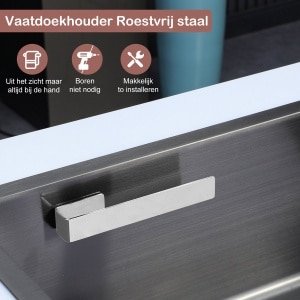 Dooki® Vaatdoekhouder RVS - Keuken Organizers - Keuken accessoires - Aanrecht Organiser