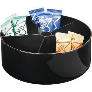 Draaiplateau keuken - carrousel kruidenrek - ideale opberger levensmiddelen accessoires - diep plastic - Zwart - 4 stuks