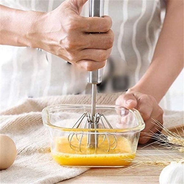 Eierklopper - Ei klopper - Melkschuimer - Semi-Automatische Eiklopper 304 Roestvrij Staal Ei Garde - Handleiding Hand Mixer - Zelf Draaien Ei Stirrer - Keuken Accessoires Egg Gereedschap