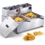 Elektrische Friteuse 8,6 L met Dubbele Bak en Ingebouwde Thermostaat - Ideaal voor Keuken en Feesten
