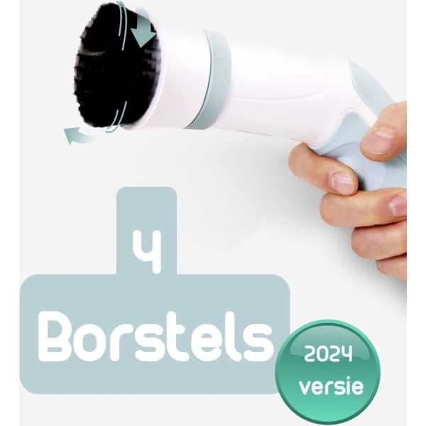 Elektrische Schoonmaakborstel - 4 Verschillende Opzetstukken - Draadloos - Waterdicht - Schrobborstel - Reinigingsborstel - Badkamer, Keuken en Auto - Schoenreiniger