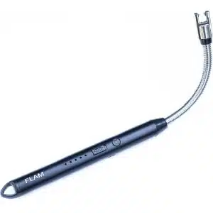 Flam Lange USB Oplaadbare Elektrische Plasma Aansteker - Vlamloos - Voor Keuken, Kaars, BBQ, Openhaard - In en Outdoor - Chique Design - Zwart