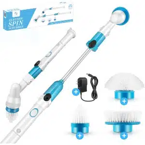 Fleau Home Elektrische Schoonmaakborstel - Reinigingsborstel met Steel - Schrobborstel - Handborstel - Schrobber - Badkamer - Toilet - Keuken - Blauw/wit