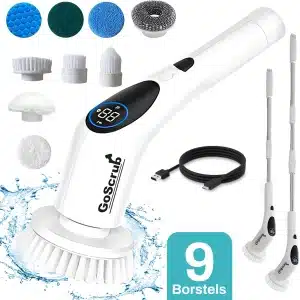 GoScrub® Cleaning King V2 - Elektrische Schoonmaakborstel - Elektrische Schrobber - Schrobborstel - voor badkamer of keuken - Schrobber Met Steel - 9 opzetstukken