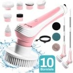 GoScrub® Elektrische Schoonmaakborstel - Cleaning Master Roze - Schrobber Met Steel - Poetsmachine - Schrobborstel - Voor Badkamer en Keuken - 10 Opzetstukken