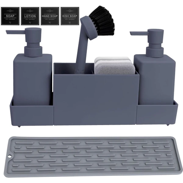Goodivery ® Complete Organisatieset voor de Keuken met Zeepdispensers en Accessoires voor de Gootsteen