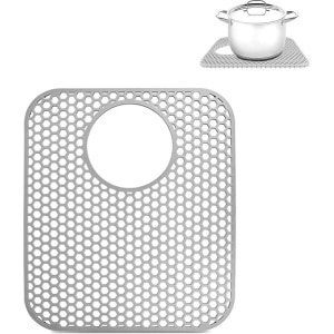 Gootsteenmat - Grijs - 30 X 35 Cm - Keuken Accessoires - Gootsteen Beschermer - Spoelbakmat - Wasbak Matje - Afdruipmat - Aanrechtmatje - Onderzetters Siliconen - Siliconen - Anti Kras - Gootsteen Accessoires - Voor Spoelbak, Bestek En Glaswerk