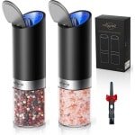 Gravity Elektrische Zout en Peper Grinder Set - Batterij Aangedreven met LED Licht - Grote Capaciteit - Verstelbare Slijpen Grofheid - Eenhandige Bediening - Keuken Kruidenmolen