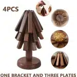 Houten - Onderzetters - 3 Stuks - Hittebestendig - Boom Ontwerp - Hout - Keuken Accessoire - Koken - Warme Gerechten - Pannen - Theepot - Voedsel - Ovenschaal - Decoratief - Cadeau - Housewarming - Eten - Visite - Etentjes