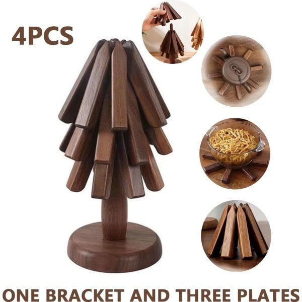 Houten - Onderzetters - 3 Stuks - Hittebestendig - Boom Ontwerp - Hout - Keuken Accessoire - Koken - Warme Gerechten - Pannen - Theepot - Voedsel - Ovenschaal - Decoratief - Cadeau - Housewarming - Eten - Visite - Etentjes