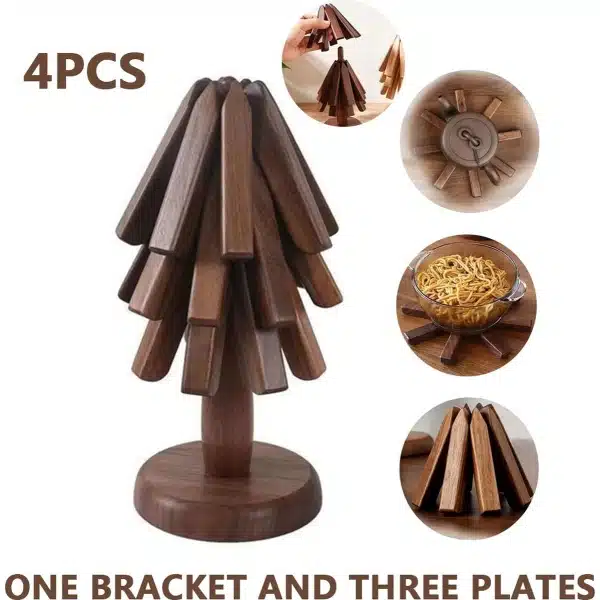 Houten - Onderzetters - 3 Stuks - Hittebestendig - Boom Ontwerp - Hout - Keuken Accessoire - Koken - Warme Gerechten - Pannen - Theepot - Voedsel - Ovenschaal - Decoratief - Cadeau - Housewarming - Eten - Visite - Etentjes