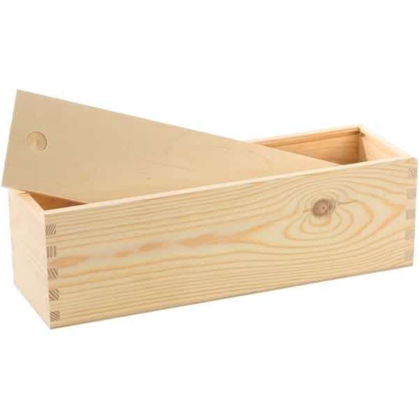 Houten opbergkist/doosje met schuifdeksel 33,5 x 9 x 9,5 cm - Opbergkistje/opbergdoosje - Keuken accessoires