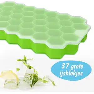 IJsblokjesvorm Met Deksel - Honeycomb IJsvormpjes - Siliconen IJsblokjesvormen - IJsklontjes vorm - Diepvries Mallen - IJsblokjesmaker - IJsblokjestray - Diepvries - Keuken Accessoire - IJsblokjeshouder - Waterijs - Herbruikbaar - 37 IJsblokjes