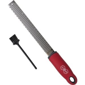 JU&MP Rasp - Keuken Accessoires - Kaasrasp - Handrasp - met Beschermkap - RVS - Rood