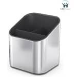 LifeStages - Utensils Pot - Hoge Capaciteit Roestvrij Staal Utensil Pot Caddy Met Anti-Slip Voetjes En Verdelers - Vingerafdrukbestendige Houder Voor Keukengerei En Gadgets - Grijs