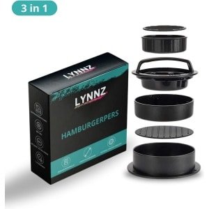 Lynnz® Hamburgerpers 3-in-1 inclusief 100x wax papier - hamburger pers - burger press - bbq accesoires - hamburgermaker - keuken accessoires - kerstcadeau voor mannen - kerst