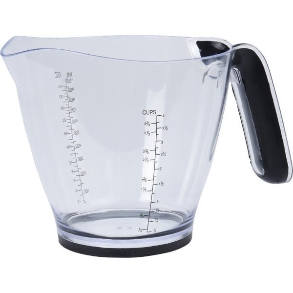 Maatbeker transparant met anti sliprand - 1 liter/1000 ml - kunststof - Keuken accessoires