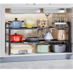 MeubelsvanJoep gootsteenkast organizer zwart - Keukenkastorganizers - keuken accessoires - Verstelbaar van 50 CM tm 88 CM