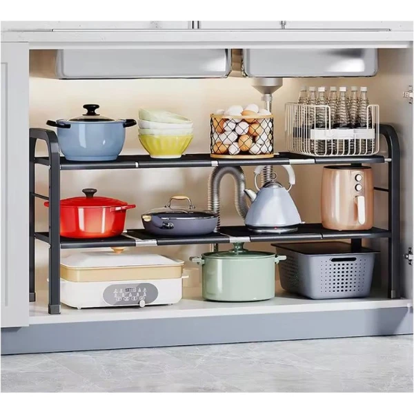 MeubelsvanJoep gootsteenkast organizer zwart - Keukenkastorganizers - keuken accessoires - Verstelbaar van 50 CM tm 88 CM