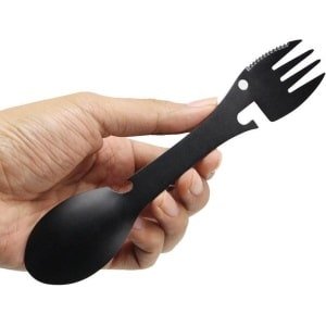 Multifunctionele Campingtool - Keuken Accessoire - Kamperen - Lepel / Vork / Mes - Spork - Flesopener - Survival - Outdoor - Reizen