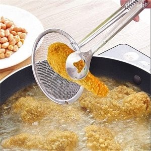 Olie Frituren Filter Lepel - Multifunctionele RVS Mesh Zeef -Keuken Koken Vergiet Olie Drainer Met Clip, Keuken Frituren Accessoires Voor Gebakken Voedsel, Salade, BBQ