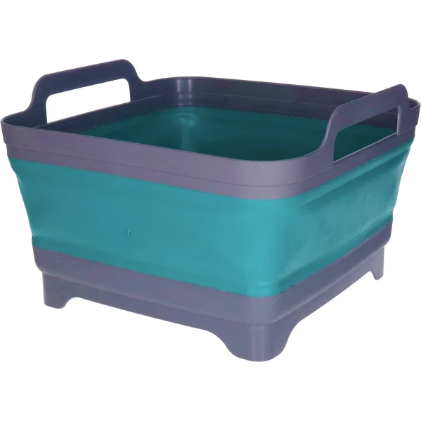 Opvouwbare afwasteil/afwasbak - grijs/blauw - kunststof - 30 x 30 cm - keuken - reis accessoires