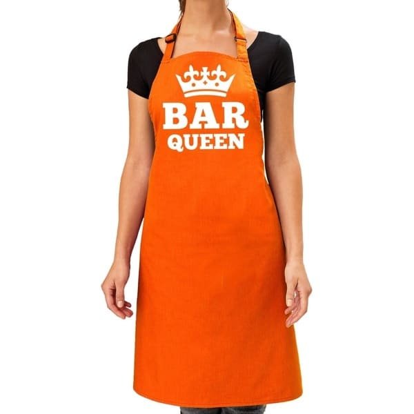 Oranje Bar Queen keuken schort dames - Oranje Koningsdag / Orange supporter accessoires One size