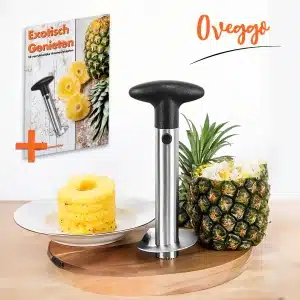 Oveggo Professionele Ananassnijder | Ananas Corer | Roestvrijstalen Fruit Mes Snijmachine voor Keuken Accessoires, Duurzaam en Gemakkelijk te Gebruiken Keukengerei voor Thuis Koken en Catering | Ananas Snijder Schiller | Ananaspeller